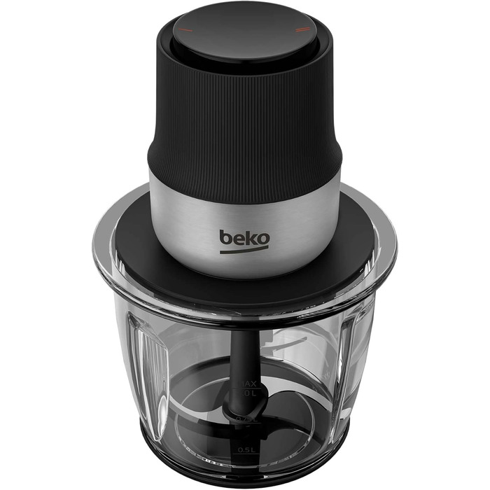 Подрібнювач Beko CHG81442BX 400 Вт, 2 леза з нержавіючої сталі, скляна чаша 1 л, 2 швидкості, нековзка основа, чорний