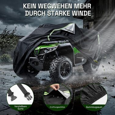 Водонепроникний захисний чохол для квадроцикла NEVERLAND Quad ATV XXXL (256 x 110 x 120 см), чорно-сріблястий/зелений