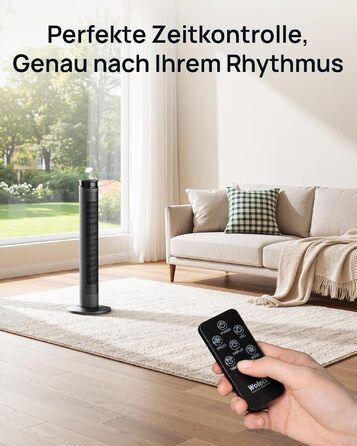 Тихий вежний вентилятор з пультом 25dB, 40W, 4 режими, 75° осциляція, таймер 12 год, 93 см