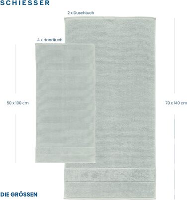 Рушники Schiesser Turin 4 шт, 100% бавовна, екологічні, блакитні, 50x100 см