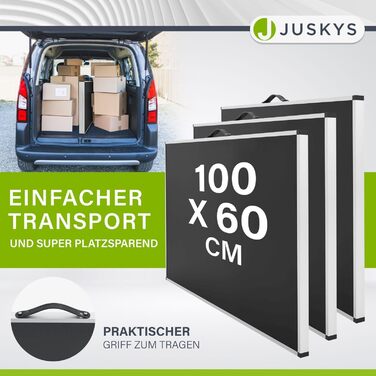Складаний алюмінієвий стіл Juskys 3-в-1, регульований, 100х60 см, чорний – багатофункціональний для кемпінгу, ярмарків, ремонту