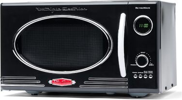 Мікрохвильова піч Nostalgia Retro 800 Вт, 25 л, 12 програм, чорна, для кухні