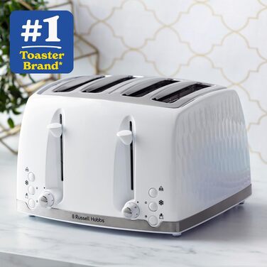 Тостер Russell Hobbs 26071 на 4 тости, білий – з широкими слотами та підйомом тостів