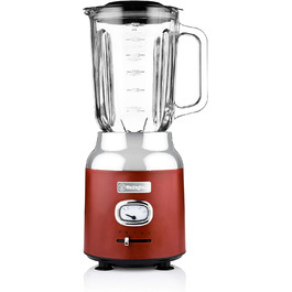 Кухонний блендер Westinghouse Retro, 1.5 л, скляна чаша, 600 Вт, 3 швидкості, імпульсний режим, 6-лезове ножі, нержавіюча сталь, BPA free, червоний