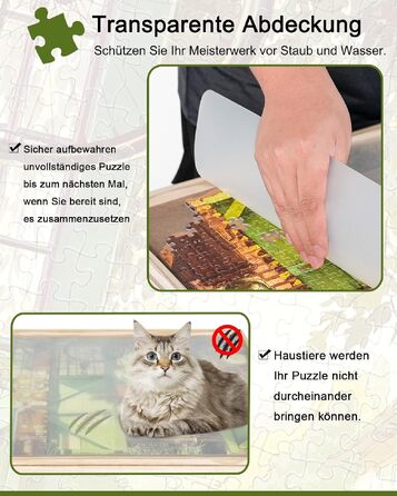 Поворотний стіл для збирання пазлів на 1500 деталей з шухлядами та кришкою, дерев'яне Puzzle-плато (83 x 62 см) для дорослих