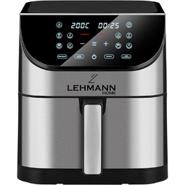 Аерофритюрниця Lehmann XXL 8 л, 1800 Вт, цифровий LED-екран, 10 програм, регулювання температури 76-200°C, таймер, приготування без олії, для здорового харчування