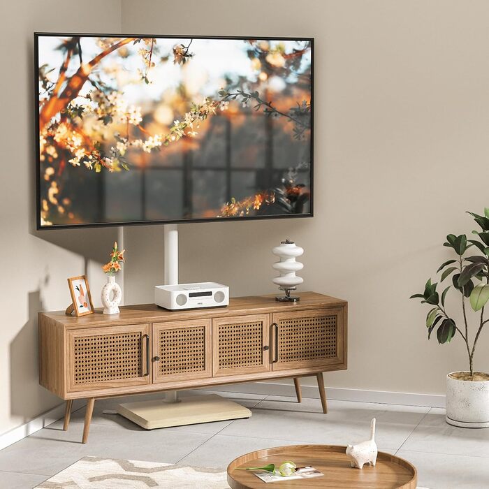 Підлоговий стійка-кронштейн для телевізора TVON (32-65 дюймів), регульована по висоті, поворотна, VESA до 400x400 мм, до 40 кг, бежева