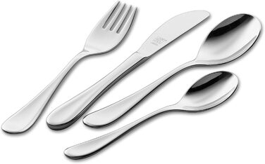 Набір дитячого столового приладдя ZWILLING Kinderbesteck-Set, 4-частинний, з кольоровими мотивами лицарів, для дітей від 3 років, нержавіюча сталь 18/10, сріблястий, упаковка без пластику