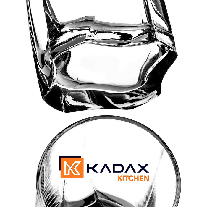 Набір склянок KADAX 12 шт 380 мл – міцне рифлене скло для води, соку, коктейлів, напоїв, товстостінні склянки для вечірок