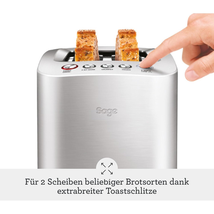 Тостер Sage The Smart Toast на 2 скибки, щітлений алюміній, розумний тостер з електронним керуванням