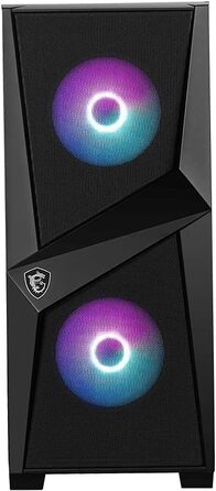 Корпус MSI MAG FORGE 100R Mid-Tower ATX, чорний, з RGB підсвіткою, 2x USB 3.1, 2x 120 мм A-RGB вентилятори, 1x 120 мм вентилятор