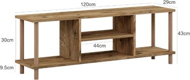 ТВ тумба en.casa Ærøskøbing 43x120x29 см, 2 полиці, біла, під дерево, меблі для телевізора, низька тумба