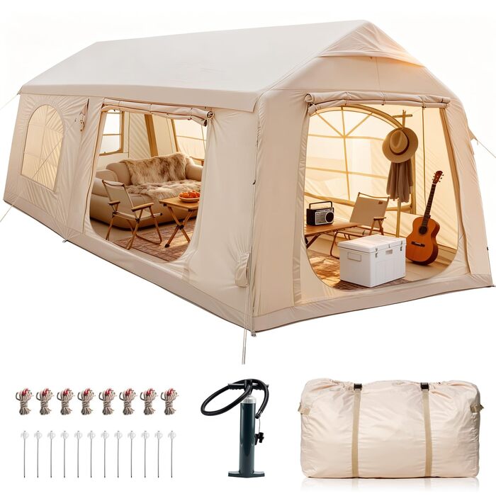 Надувний намет для кемпінгу Oxford 10 осіб - Водонепроникний, Air Glamping намет для відпочинку на природі