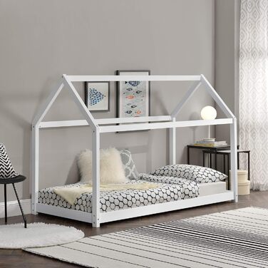 Дитяче ліжко Netstal Hausbett Bodenbett з сосни, 90x200 см, білий колір, без матрацу
