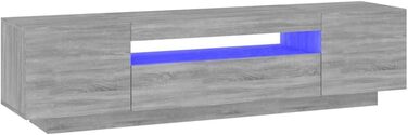 TV тумба vidaXL з LED-підсвіткою, сіра, Sonoma, 160x35x40 см, меблі для вітальні, телевізійний стіл, HiFi-шкаф
