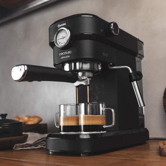 Кавомашина Cecotec Cafelizzia 790 Steel Pro: Еспресо та капучино, 1350W, 20 бар, манометр, термоблок, 1.2л, нержавіюча сталь