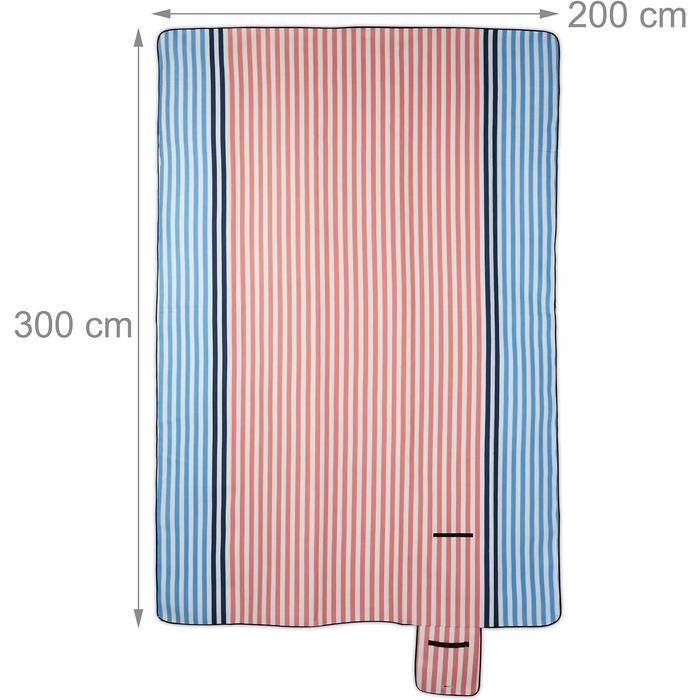 Пікнікова ковдра Relaxdays XXL 200x300 см, водонепроникна, флісова, термоізоляційна, для пляжу, різнокольорова, поліестер, алюміній, піноматеріал