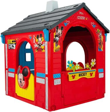 Дитячий будиночок Mickey Mouse INJUSA (від 3 років) для вулиці, червоний, пластик. Офіційний Disney будиночок з 3 дверима та 1 вікном для хлопчиків та дівчаток.
