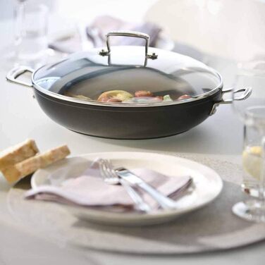 Сковорода Le Creuset з антипригарним покриттям з кришкою, 26 см, для всіх типів плит (вкл. індукційні), антрацит/срібло