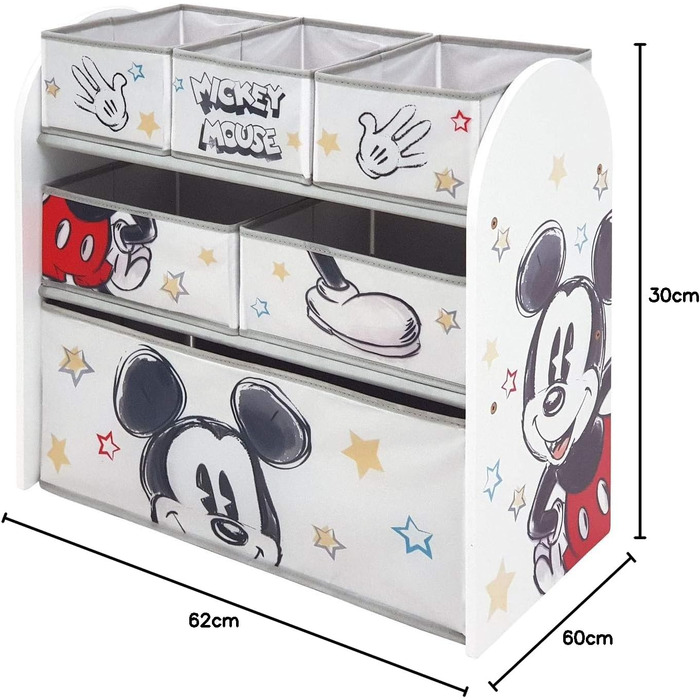Дитячий дерев'яний органайзер Disney Nixy Kids Mickey Mouse з 6 контейнерами для іграшок