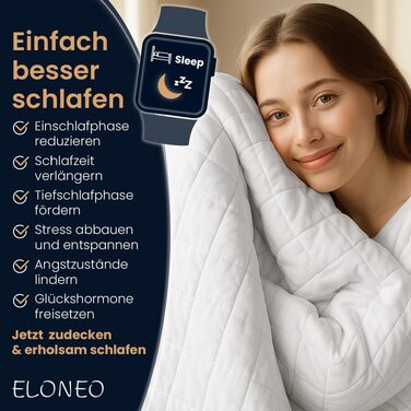 Обтяжена ковдра ELONEO NEU 135x200 см, 11 кг, 100% бавовна, антистрес-ковдра для сну з сертифікатами TÜV та Oeko-Tex
