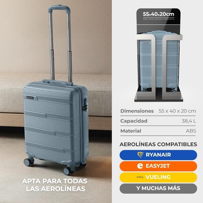 Набір валіз NUMADA Upfly T10 ABS: 3 шт. (55x40x20, 66x44x26, органайзер). Надійний та зносостійкий багаж