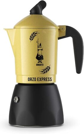 Кавоварка Bialetti Moka Orzo Express для ячмінної кави, алюмінієва, жовта, на 2 чашки