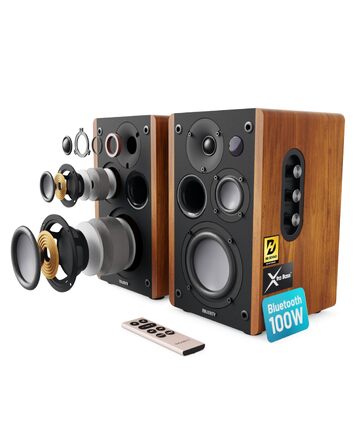 Bluetooth колонка Majority D100 100W HiFi – активна стереосистема з HDMI ARC, Xtra Bass, дерев'яний корпус