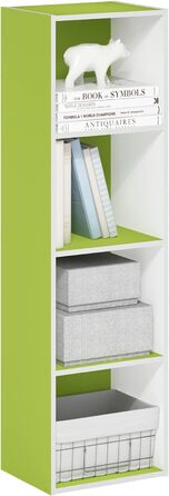 Furinno Pasir 4-рівнева відкрита книжкова полиця, зелено-біла, кубічна конструкція
