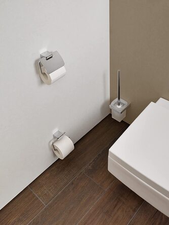 WC-щітка emco Trend з настінним тримачем, металева ручка, скляний контейнер, хром, для туалету