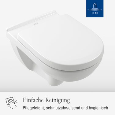 Сидіння для унітаза Villeroy & Boch O.novo D-подібне, біле (Alpin), з мікроліфтом SoftClose, знімне, матеріал Duroplast, 9M38S101