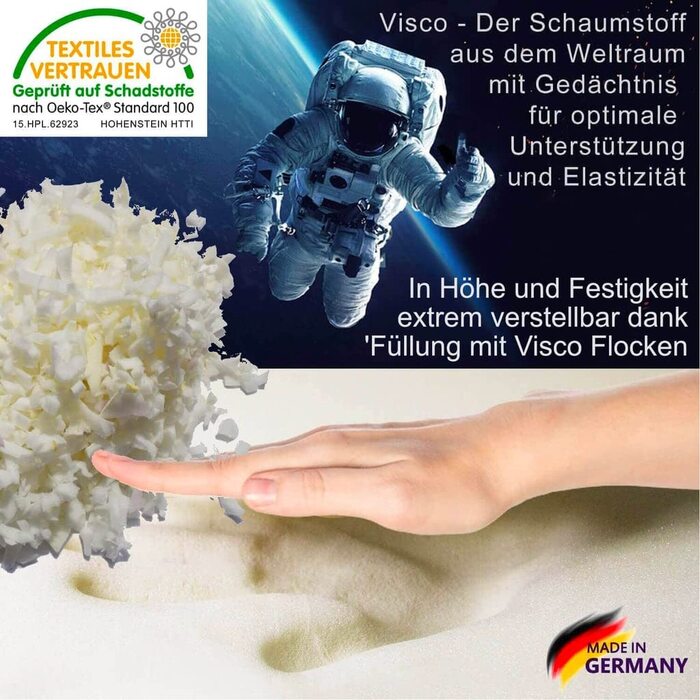 Подушка для сну Traumreiter Visco Gel XL 140x50, ортопедична, для вагітних, довга, з чохлом із бавовни, сірий колір