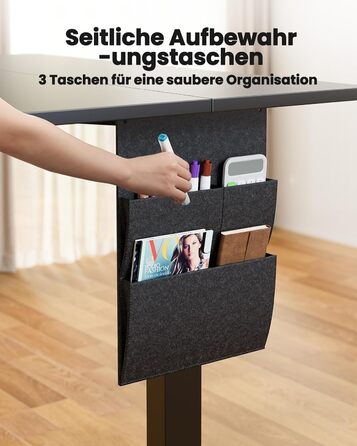 Електричний стіл ErGear 120x60 см, регульована висота, до 80 кг, з пам'яттю та сумкою для зберігання, чорний, для комп'ютера