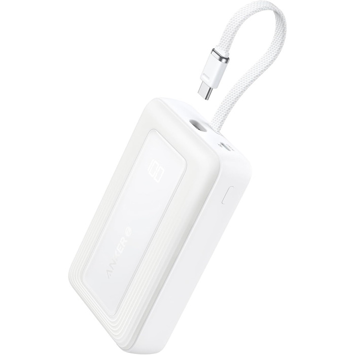 Powerbank Anker Zolo (2025 Upgrade) 20000mAh 30W з USB-C кабелем. Підходить для iPhone, Galaxy та інших пристроїв. Білий