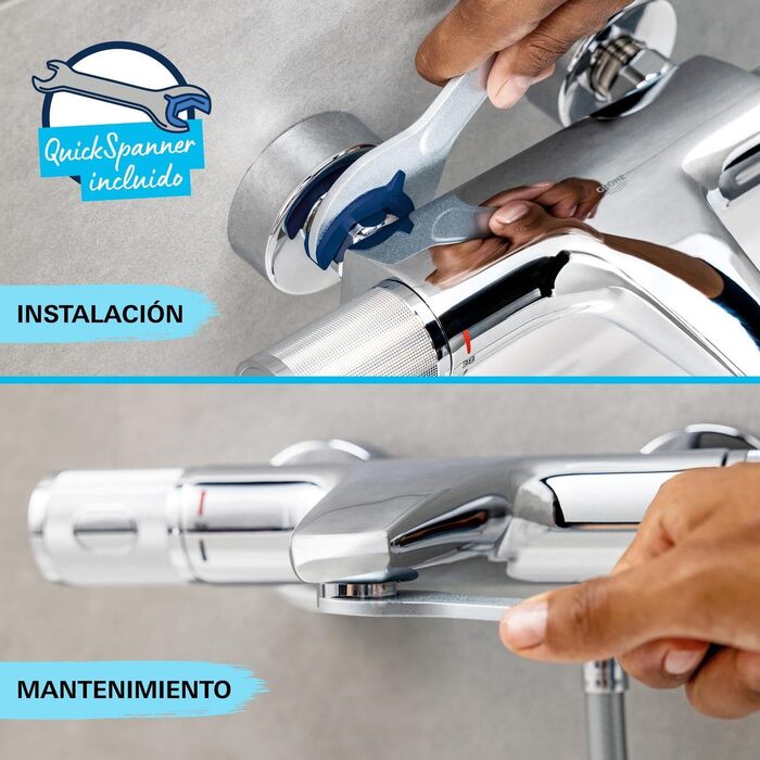 Змішувач для ванни Grohe Swift, хром, з інструментом, настінний, з автоматичним перемиканням ванна/душ, з зворотним клапаном, з металевими важелями, S-з'єднання, 24335001