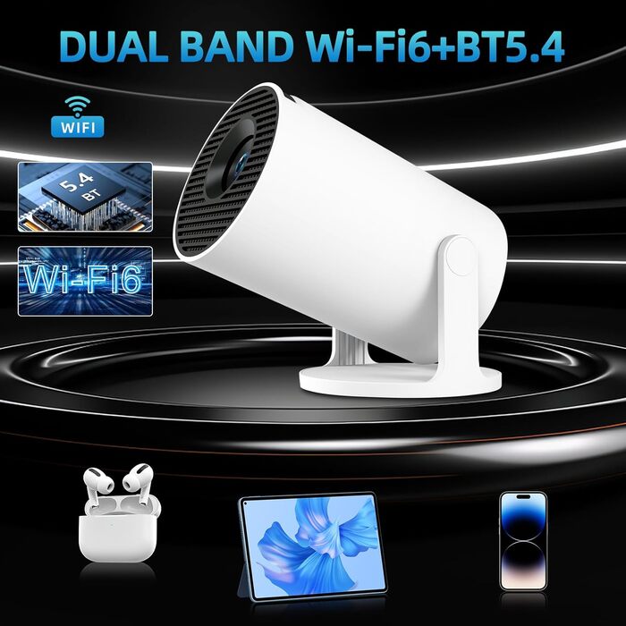 Портативний міні проєктор 4K з Wi-Fi 2.4/5G, Android 11, Full HD 1080P, HDMI, динамік (HY300Pro+)