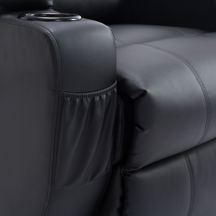 HOMCOM Recliner, реклайнер для телевізора з допоміжним пристроєм, з сумкою для зберігання, регульований кут, пульт дистанційного керування, 84 x 92 x 109 см, чорний