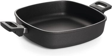 Сковорода Woll Nowo Titanium 28x28 см, квадратна, алюмінієва, антипригарна, для всіх плит, з 2 ручками, індукційна, підходить для духовки, чорна