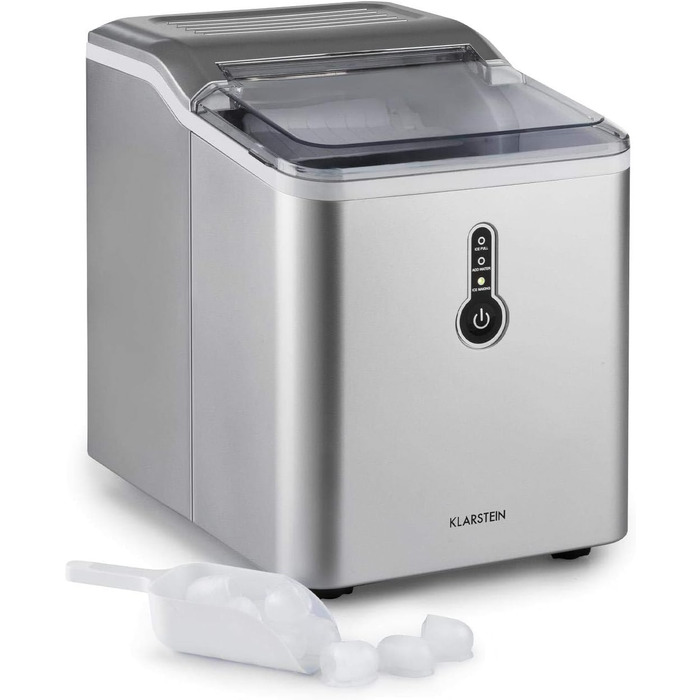 Машина для приготування льоду Klarstein Eiswürfelmaschine, 1.5L, 12 кг/день, срібна