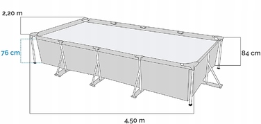 Каркасний прямокутний садовий басейн Intex 450x220x84 см, арт. 28273