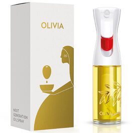Скляний розпилювач для олії FLAIROSOL OLIVIA 130мл з контролем порцій, золотисті листя — універсальний спрей для готування, салатів, гриля та випічки