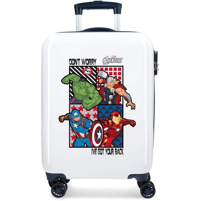 Дитяча валіза Marvel Avengers, жорсткий ABS корпус, 34x55x20 см, 32 л, 4 колеса, з кодовим замком, багатобарвна, ручна поклажа