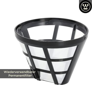 Кавоварка Westinghouse у ретро-стилі, фільтраційна, до 10 чашок, постійний фільтр, скляна колба, захист від капання, індикатор приготування, авто-вимкнення, кремова, модель WKCMR621WH