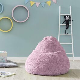 Дитячий пуф Lumaland Fluffy, м'який плюш, 60x45 см, знімний чохол, для кімнати дівчат та хлопців, 120 л, темно-фіолетовий