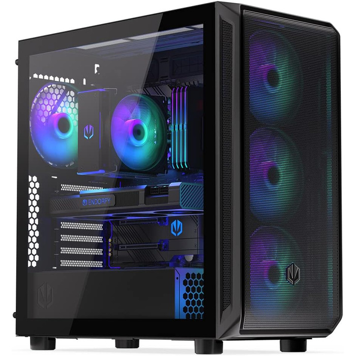 Комп'ютерний корпус ENDERFY Arx 700 ARGB ATX, 4x 140 мм ARGB вентилятори, Mesh, підтримка водяного охолодження 360 мм, ігровий корпус