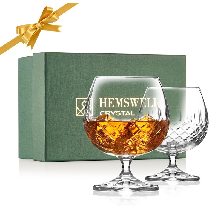 Набір келихів для коньяку Hemswell Kristall Cognacschwenker Set (2 шт) 250 мл – ідеально для коньяку та бренді, Wicklow Design