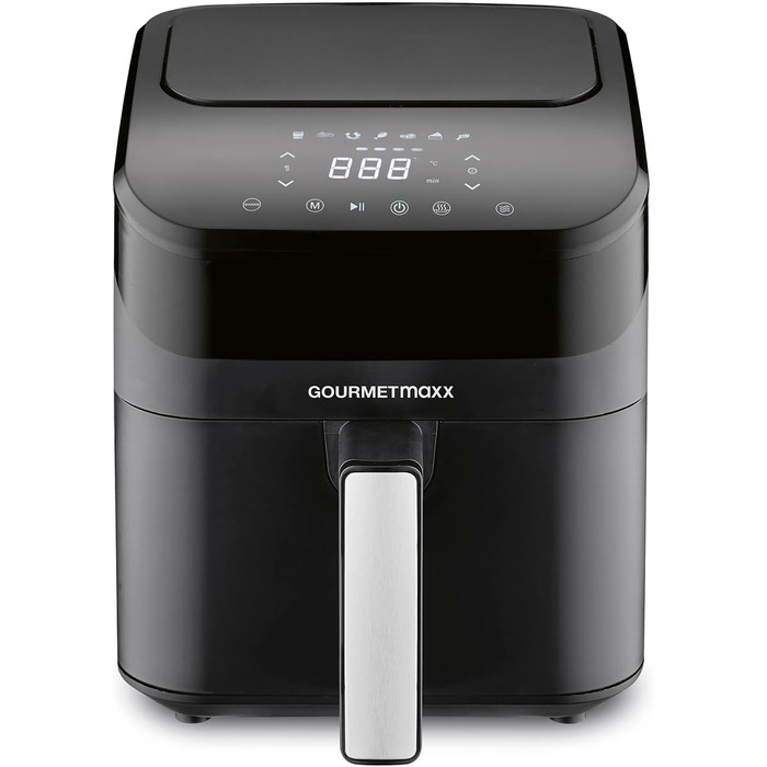 GOURMETmaxx цифрова аерофритюрниця 4 л, 1400 Вт, з таймером і сенсорним екраном, багато програм, економія енергії, мінімум олії, чорна