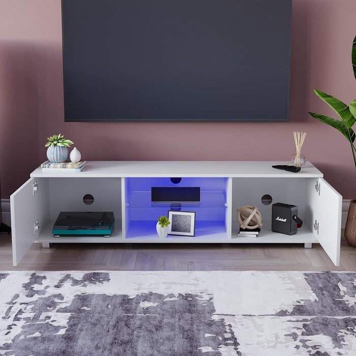 ТВ-тумба Vida Designs Cosmo, ДСП, біла, 140 см, з LED-підсвіткою
