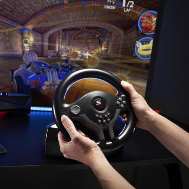 Руль гоночний Subsonic Superdrive SV250 з педалями та перемикачами для PS4, Xbox Series X/S, Xbox One, PC - діаметр 22 см, чорний