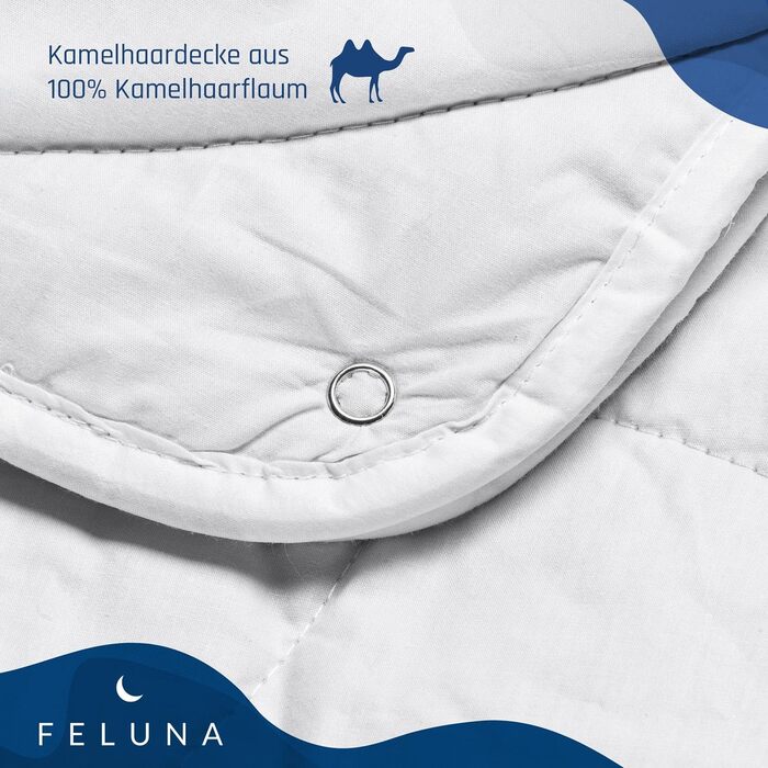 Ковдра зимова Feluna® з верблюжої шерсті, стегане покривало, 155x220 см, 4-сезонна